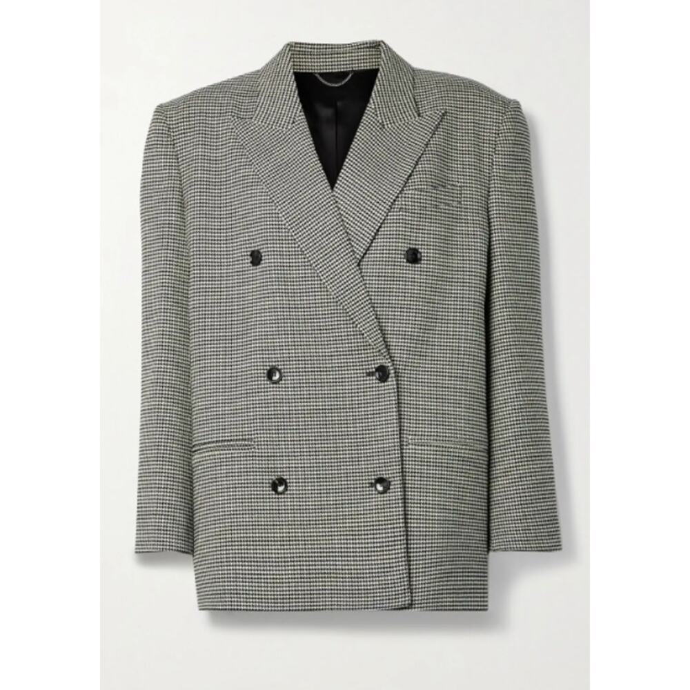 Magda Butrym Oversized Double-Breasted Houndstooth Wool Blend Blazer